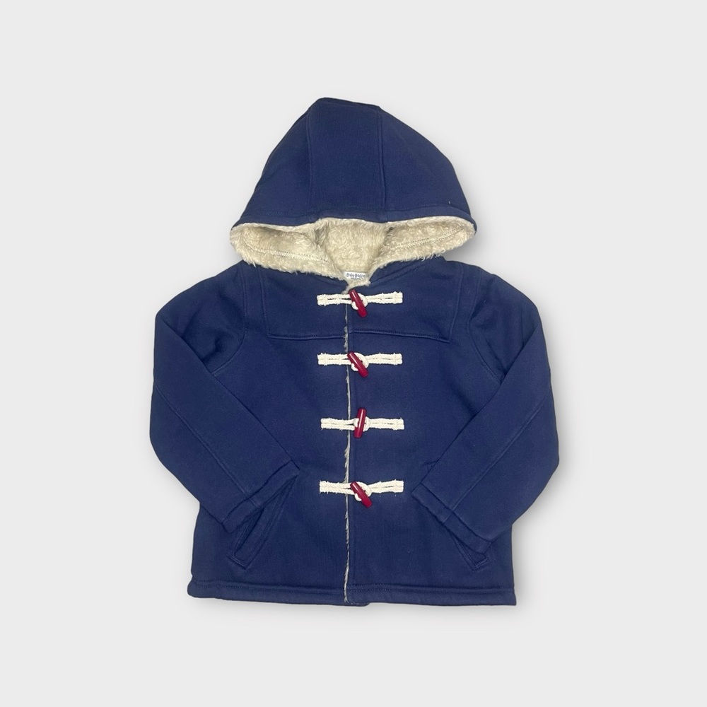 Mini Boden Blue Hooded Fleece Lined Duffle Coat